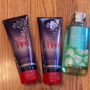 Bath and body Red Vanilla Rum Body Cream and Cucumber Melon Body Wash Set Sealed